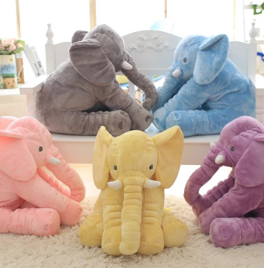 Pink 60cm and yellow 40cm elephant plush dolls, soft comfort pillows for babies and kids. - Image 66