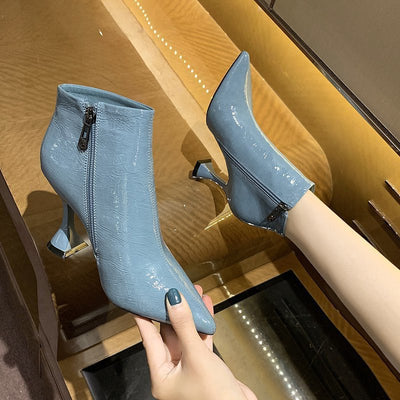 Botas Martin de Cuero Charol con Punta Fina y Forro Polar para Mujer - Image 14