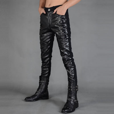 Pantalones de Cuero Ajustados con Cierre para Hombre - Otoño e Invierno - Image 11