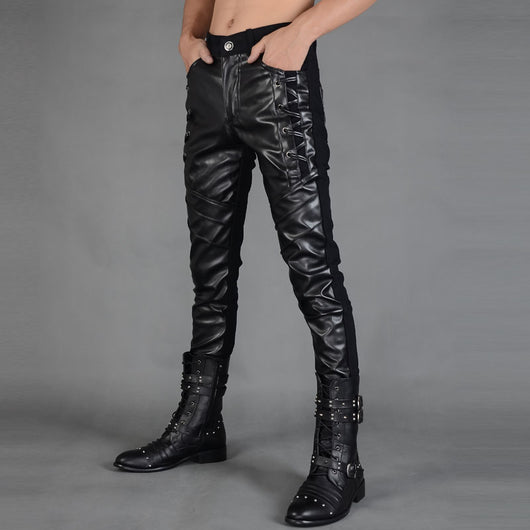 Pantalones de Cuero Ajustados con Cierre para Hombre - Otoño e Invierno - Image 11