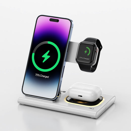 Cargador Inalámbrico 3 en 1 de 15W con Luz Nocturna y Soporte para Apple Watch - Image 3