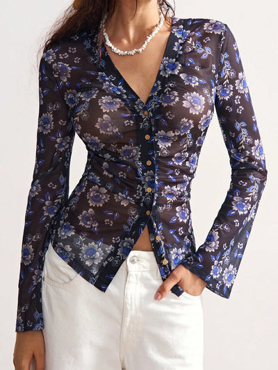 Blusa Estampada Slim Fit Retro para Mujer - Diseño Europeo Elegante - Image 6