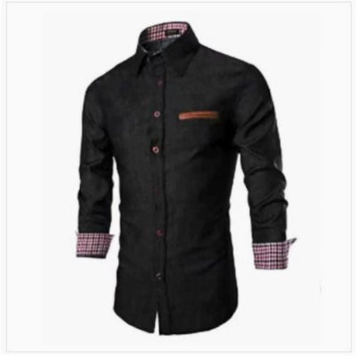 Camisa Vaquera Azul Entallada de Manga Larga para Hombre - Image 3