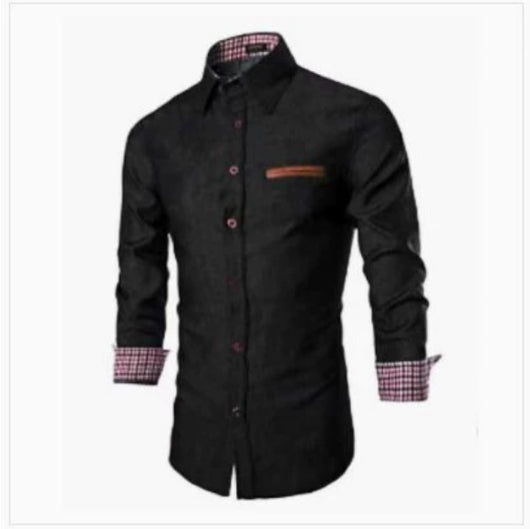 Camisa Vaquera Azul Entallada de Manga Larga para Hombre - Image 3