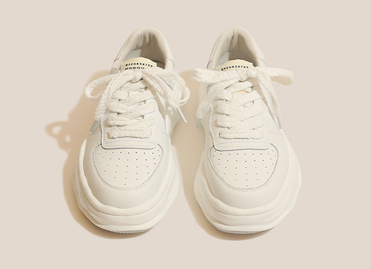 Zapatillas Deportivas Casuales de Cuero para Mujer con Suela Gruesa Elevada - Image 9