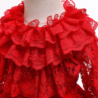 Vestido Elegante de Manga Larga con Encaje Floral para Niña - Image 11