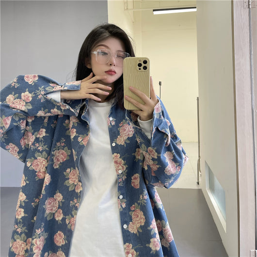 Camisa Vaquera Estampada de Manga Larga para Mujer - Image 5