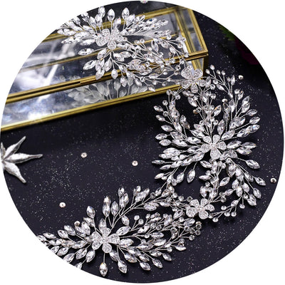Diadema Nupcial con Cristales Brillantes y Flores de Aleación - Image 10