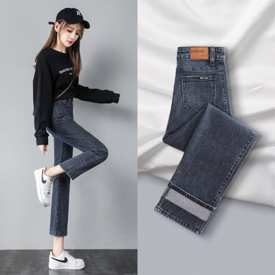 Jeans Rectos Talle Alto Slim Pierna Ancha Nueve Puntos - Image 8