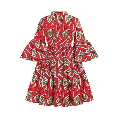 Vestido Otoñal para Mujer con Mangas Volantes Tres Cuartos e Impresión Digital - Image 2
