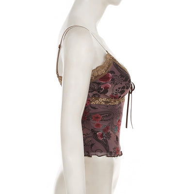 Camisola Estampado Flores Retro Americano - Image 17