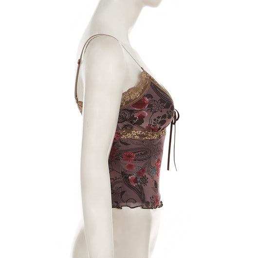 Camisola Estampado Flores Retro Americano - Image 17