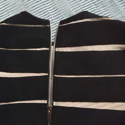 Vestido Negro Clásico Manga Larga con Capas Irregulares Estilo Europeo - Image 14