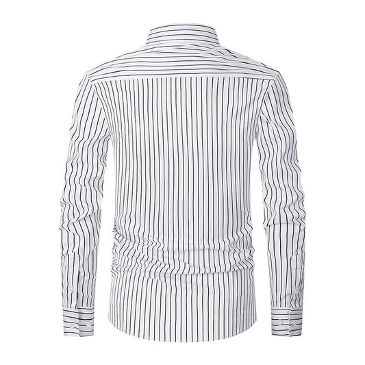 Camisa de Manga Larga en Seda de Hielo con Rayas Coordinadas - Image 2