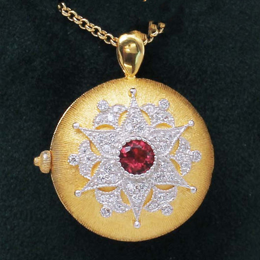 Broche Portafoto Copo de Nieve Plata 925 Oro Rojo Lujo - Image 4