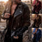 Chaqueta de Cuero para Motociclista Slim Fit con Cuello Alzado