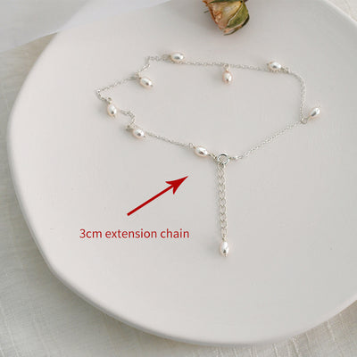 Pulsera de Tobillo Plata 925 con Perla de Agua Dulce - Diseño Hada Minimalista - Image 4