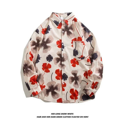 Camisa Retro Holgada Estilo Hong Kong con Estampado de Manga Larga para Hombre - Image 6