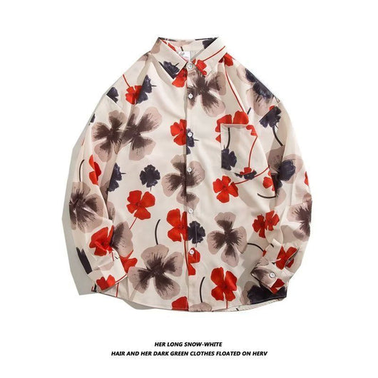 Camisa Retro Holgada Estilo Hong Kong con Estampado de Manga Larga para Hombre - Image 6