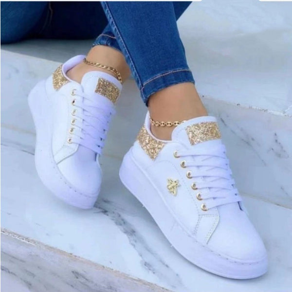 Tenis Plataforma Blanco con Cordones - Diseño Casual Minimalista