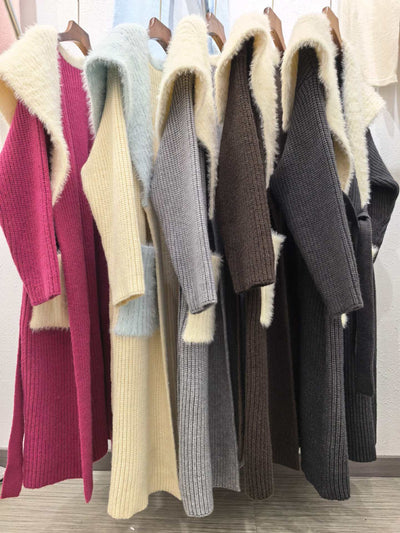Cardigan Largo con Cuello de Piel Sintética y Tejido Suelto - Image 12
