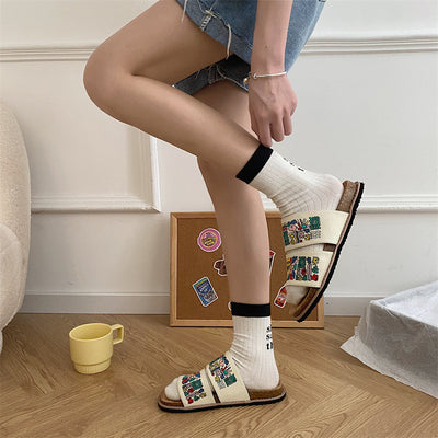 Sandalias Bordadas con Suela de Corcho para Mujer - Image 4