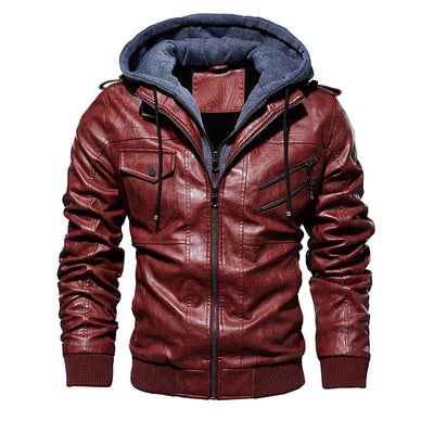 Chaqueta de Cuero PU con Capucha para Hombre - Image 2