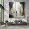 Cuadro Abstracto Blanco y Negro Pintura al Óleo Artesanal Decoración Neoclásica