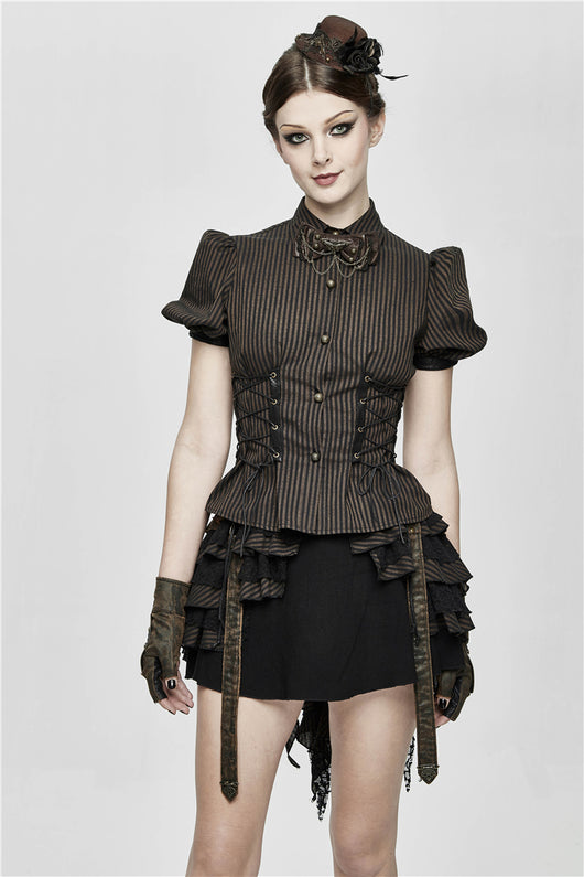 Camisa Rayada con Mangas Abullonadas - Ajuste Slim - Image 3