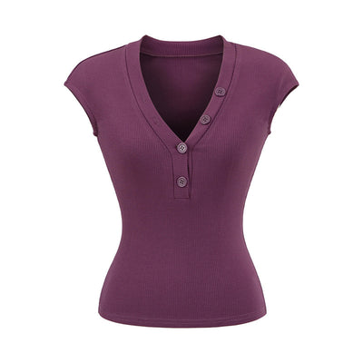 Playera Cuello V Ajustada de Manga Corta - Diseño Moderno y Favorecedor - Image 46