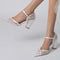Zapatos de Novia Blancos con Punta Fina y Tacón Robusto - Encaje Hueco Transparente