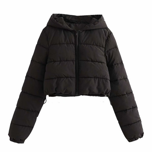 Chaqueta Puffer Corta Multicolor de Algodón con Capucha para Mujer - Image 7
