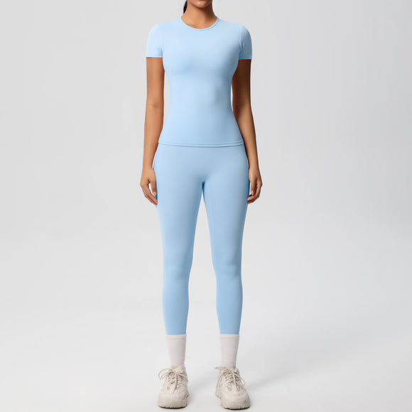 Conjunto Deportivo Mujer: Playera y Pantalón Yoga Cintura Alta