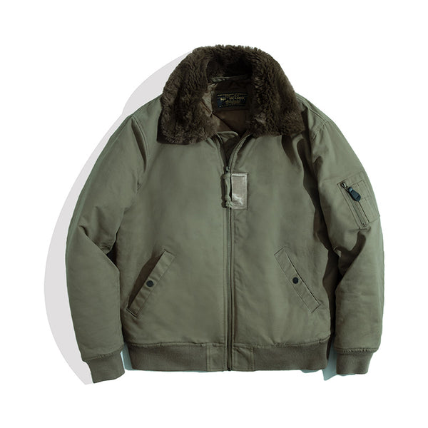 Chaqueta Bomber de Aviador con Cuello de Piel Sintética para Hombre
