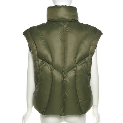 Chaleco Acolchado de Cuello Parado Algodón Puro - Image 10