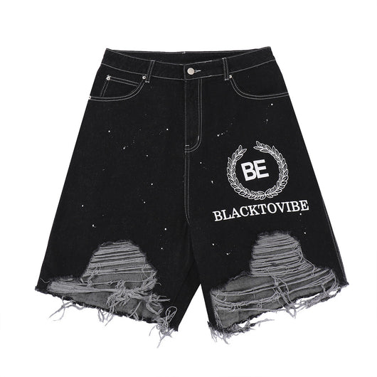 Pantalones Cortos Denim Rotos Hombre Estilo Urbano Pierna Ancha - Image 14