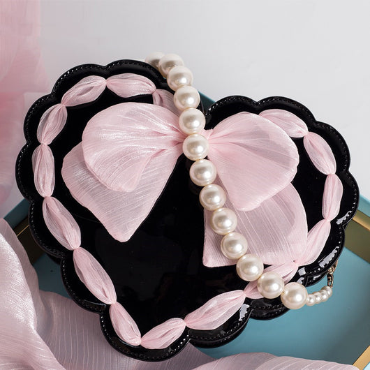 Bolso Nupcial Lolita con Perla y Moño - Diseño Floral para Novia - Image 10