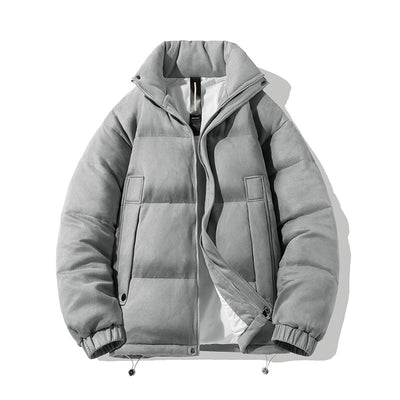Chaqueta Corta de Plumas de Pato Blanco con Cuello Elevado y Ante - Image 14