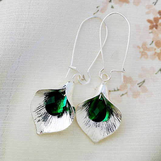 Aretes Largos de Cristal Orquídea en Aleación - Image 8
