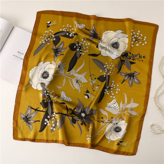 Pañuelo Cuadrado Mujer 70cm Estampado Pájaros y Letras - Image 2