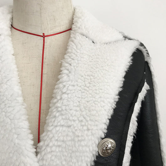 Chaqueta de Cuero Doble Botonadura Slim Fit con Detalles de Piel - Image 3