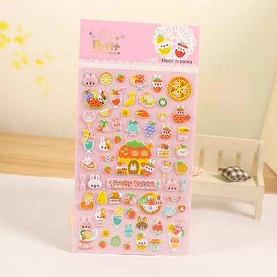 Sheet of colorful puffy alphabet stickers with cute cartoon animals, food, and objects for decoration. - Image 10