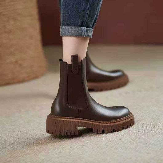 Botas Tubo Retro Slim Marrón Humo para Mujer