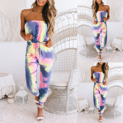 Jumpsuit Casual con Estampado Tie Dye y Escote Envolvente - Image 7