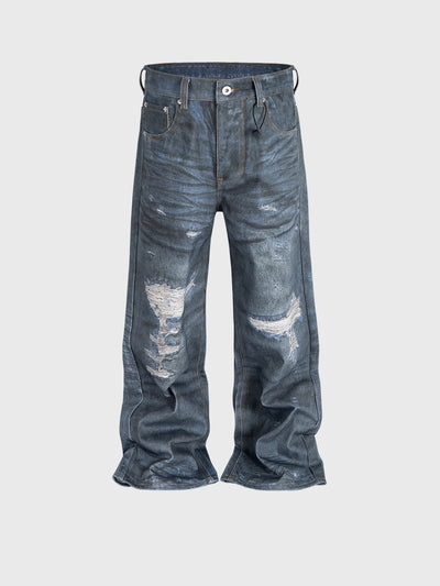 Pantalones Rectos Desgastados con Efecto Vintage para Hombre y Mujer - Image 4