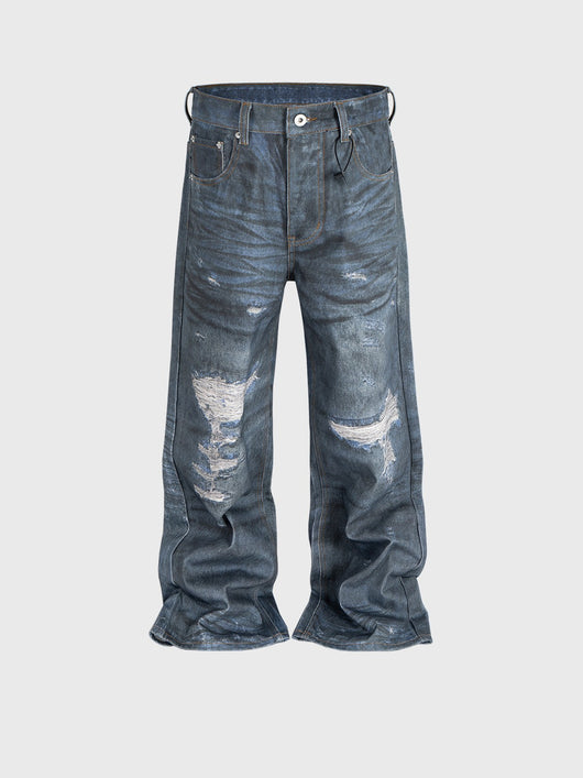 Pantalones Rectos Desgastados con Efecto Vintage para Hombre y Mujer - Image 4