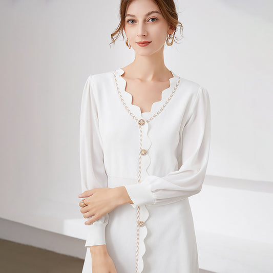 Falda Midi Elegante en Chifón con Escote V - Image 2