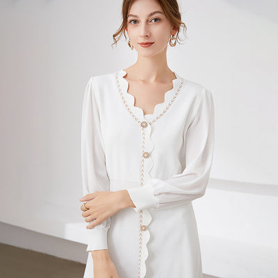 Falda Midi Elegante en Chifón con Escote V - Image 2