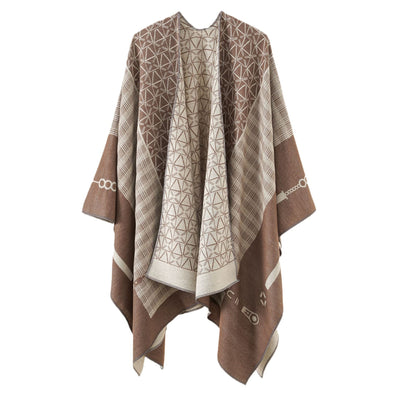 Poncho Chal Geométrico de Cachemira Gruesa con Borlas Versátil - Image 14