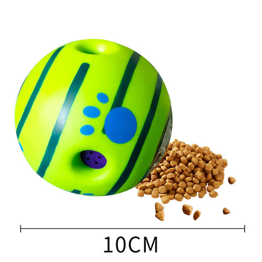 Yellow and green textured dog toy ball with food leakage holes, measuring 10cm in diameter. - Image 34